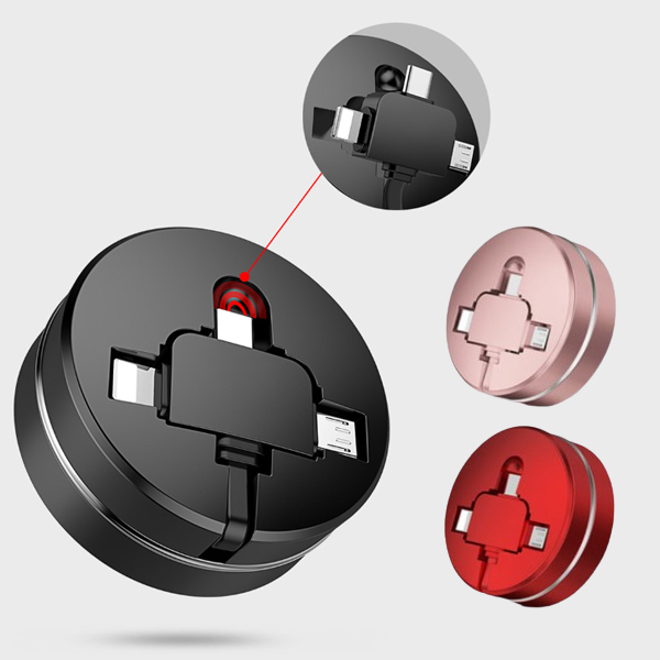 3IN1 멀티 롤 릴 자동감김 휴대폰 고속 충전 케이블 마카롱 여행용 휴대용 차량용 8핀 C타입 5핀 충전기 충전선