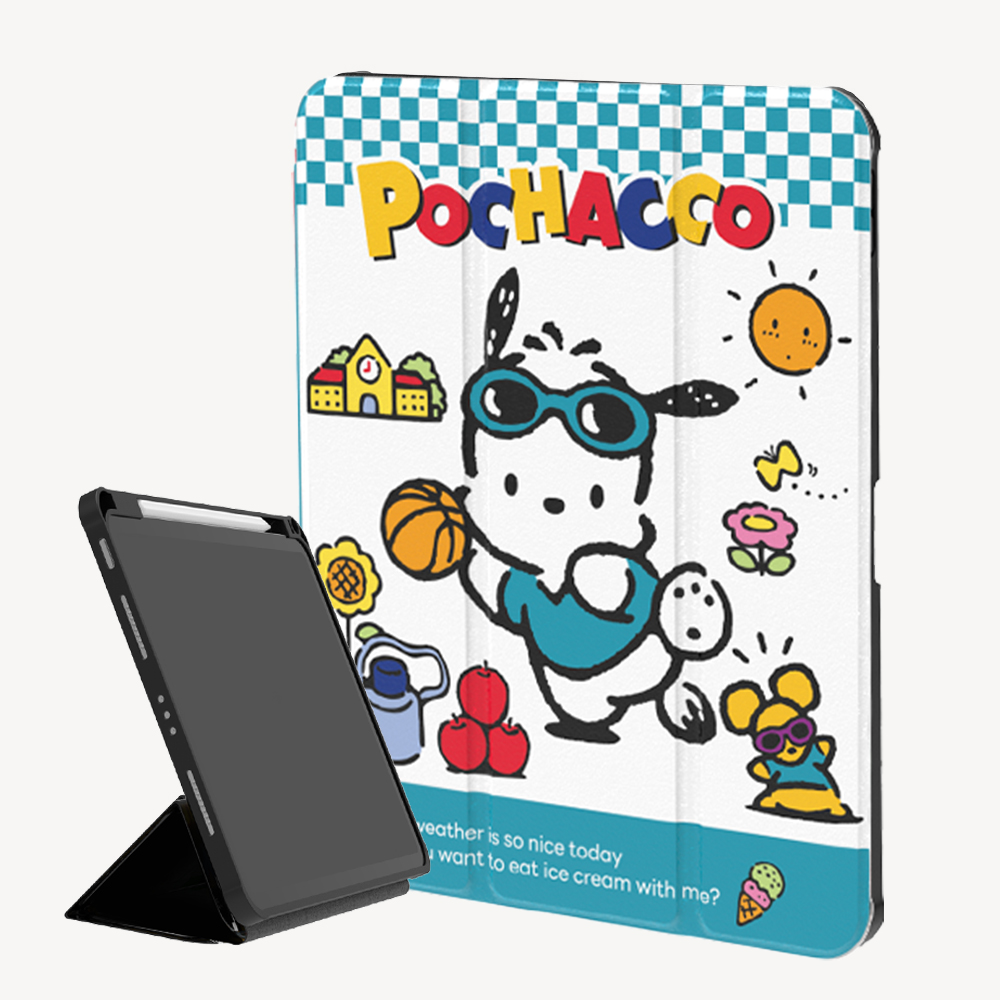 산리오 아이패드 프로 12.9인치 태블릿 케이스 커버 폴리오 투명 포차코 - 메인 이미지