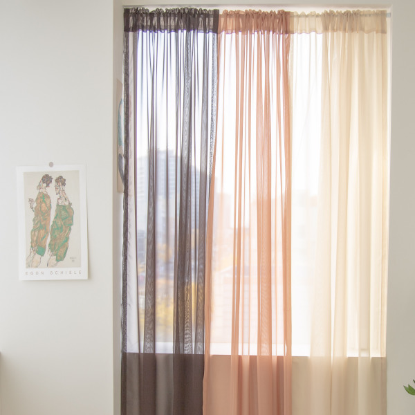 비침있는쉬폰커튼 컬러믹스 집꾸미기 노란색 옐로우 커튼