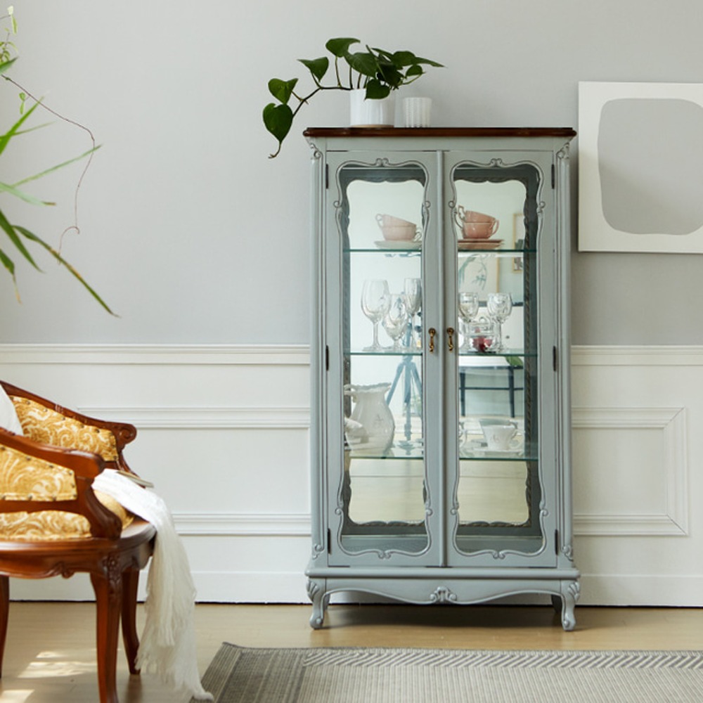 까사홈 샤인그레이 엔틱 장식장