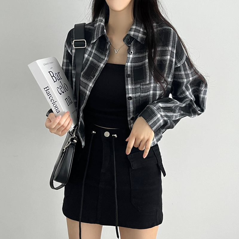 [당일출고/최저가] 캐주얼 트랜디 크롭 체크 데일리 셔츠!! 예쁜데 왜안사요 이미지