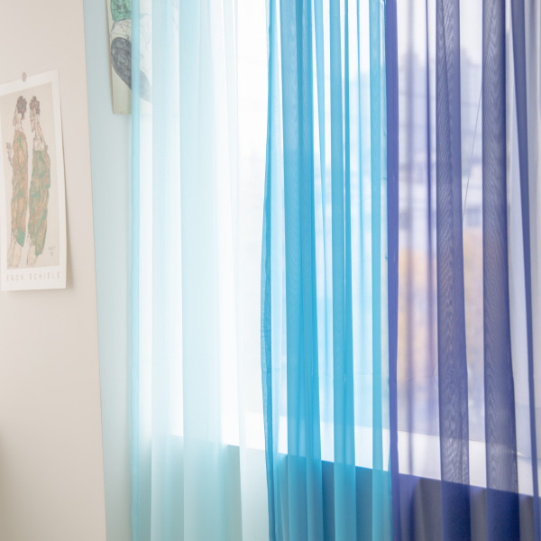 비침있는쉬폰커튼 컬러믹스 집꾸미기 노란색 옐로우 커튼