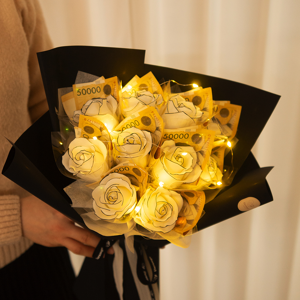돈꽃다발 라인장미 비누꽃 생일선물 프로포즈선물