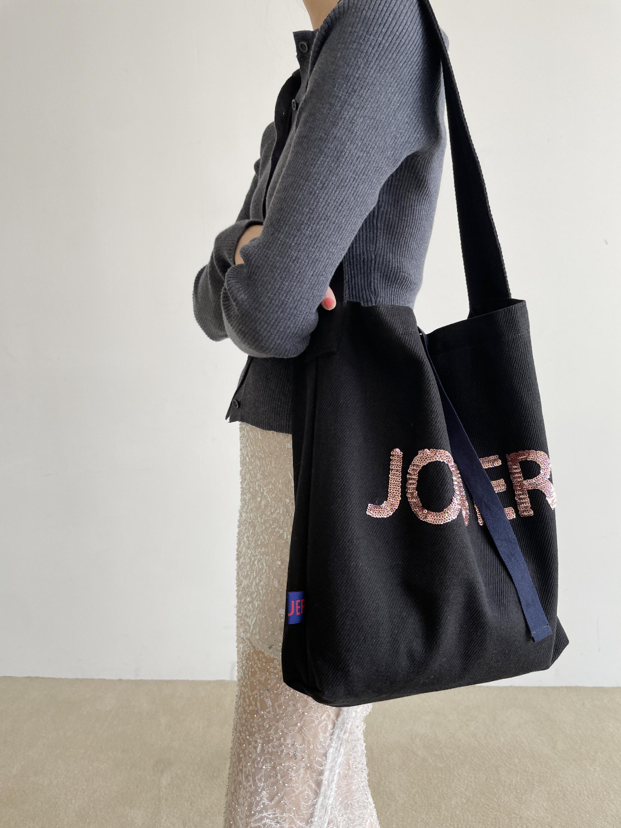 JOUER. 쥬에  스팽글 숄더백 _ 캔버스 블랙 - 상세 이미지 2