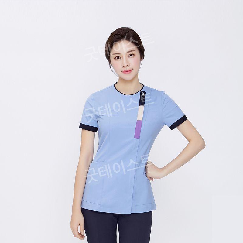 간호사복 병원 유니폼 간호사유니폼 치과 성형외과 피부과 한의원 근무복 네이비 반팔상의+ 네이비바지 S 이미지 8