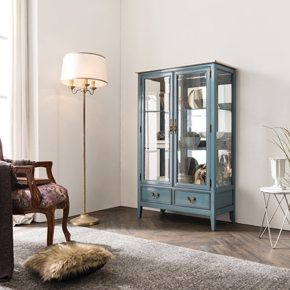 까사홈 디올 블루밍 엔틱 유리 장식장