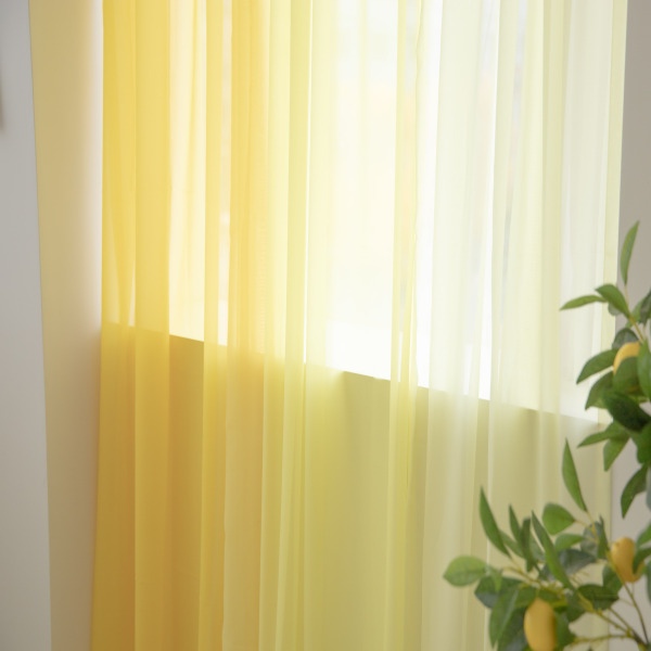 비침있는쉬폰커튼 컬러믹스 집꾸미기 노란색 옐로우 커튼