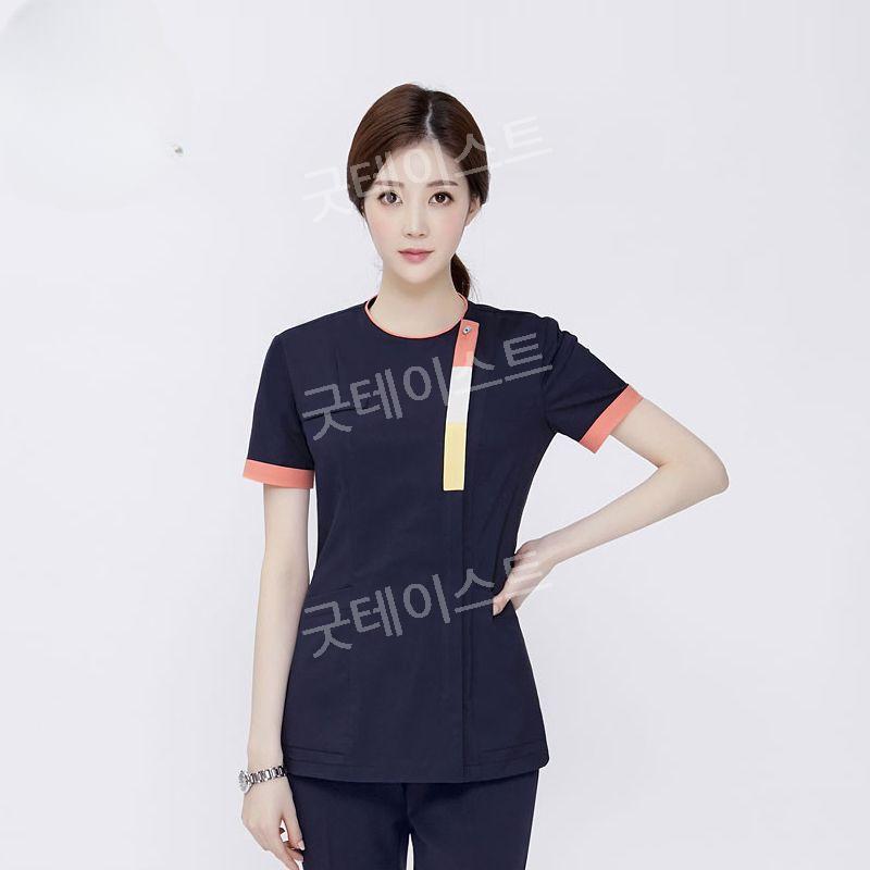 간호사복 병원 유니폼 간호사유니폼 치과 성형외과 피부과 한의원 근무복 네이비 반팔상의+ 네이비바지 S - 상품 이미지