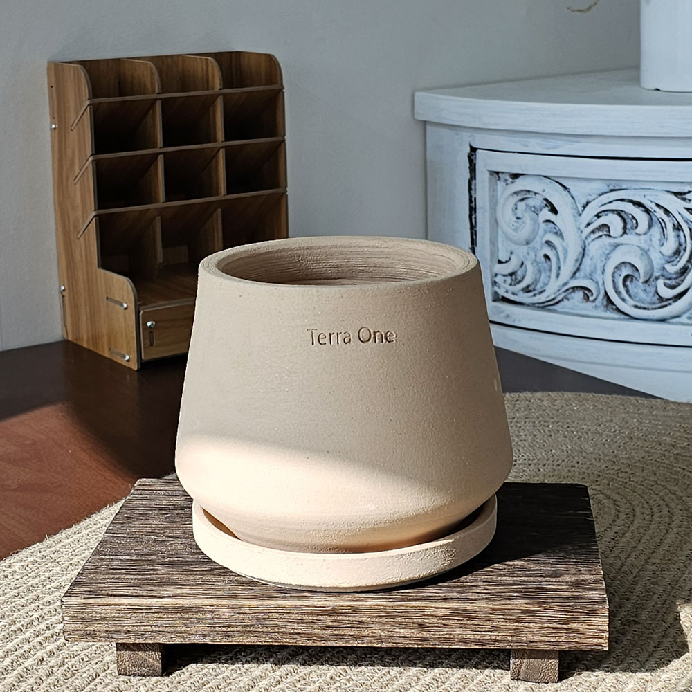 테라원 내열토 수제 토분 BK03 엣지사일로 12x13cm - 메인 이미지