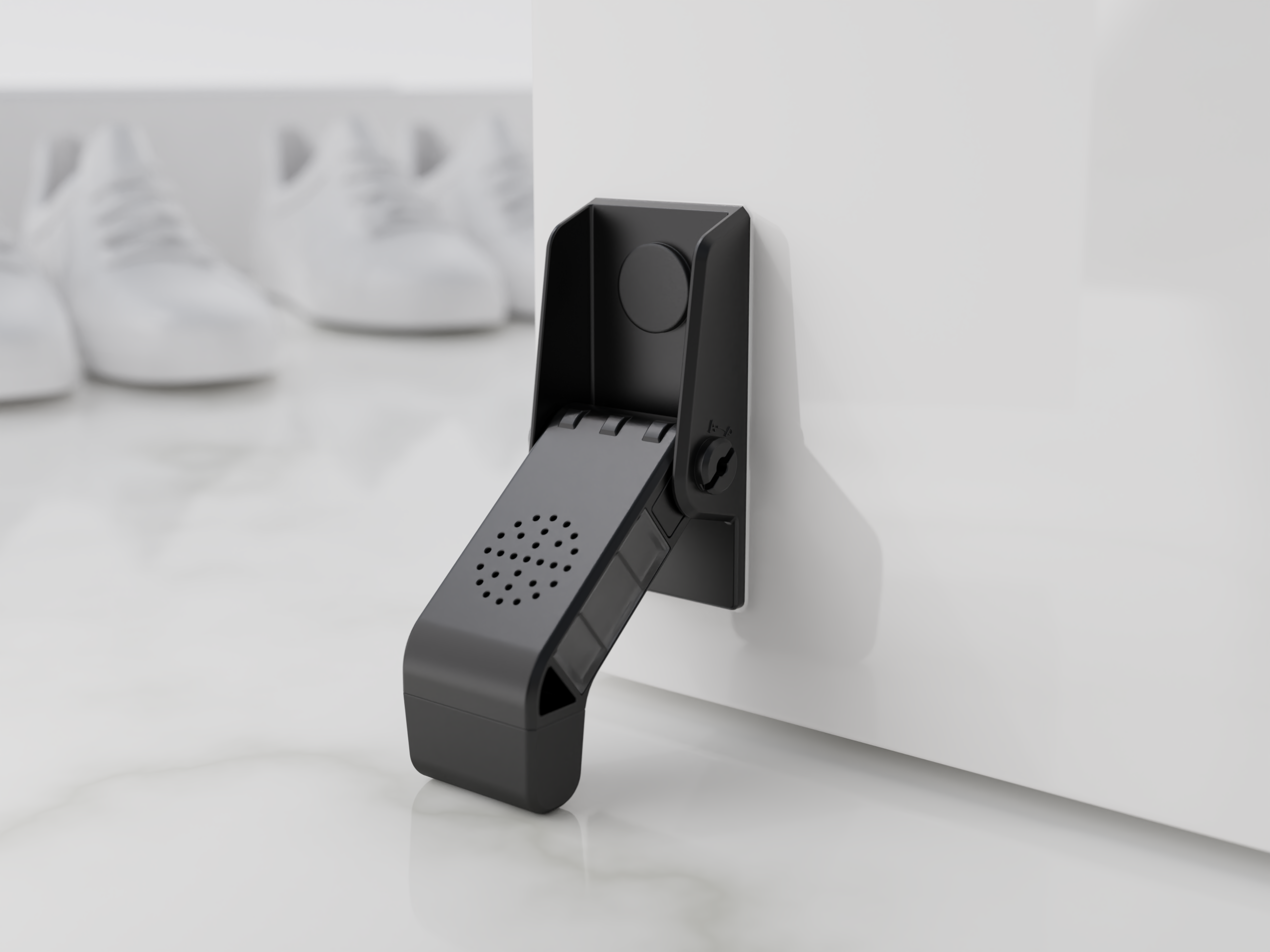 무타공 힙톡도어스토퍼 현관 말발굽 말굽 현관문 방문 고정 원터치 현관문스토퍼 블랙 자동형 힙톡스토퍼