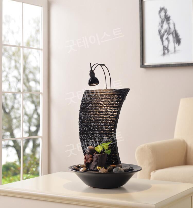 흐르는 물 분수 실내분수 인테리어 분수대 천연가습기 사무실 개업선물 집들이 풍수 테이블 - 상세 이미지 2