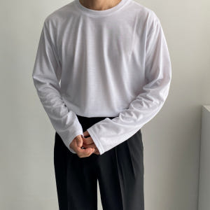1+1 흰티 쭉티 남자레이어드티 흰색면티 목안늘어나는 어깨넓어보이는 오버... 착용 후기 | 사이즈/핏 총정리 - 상품 이미지 3