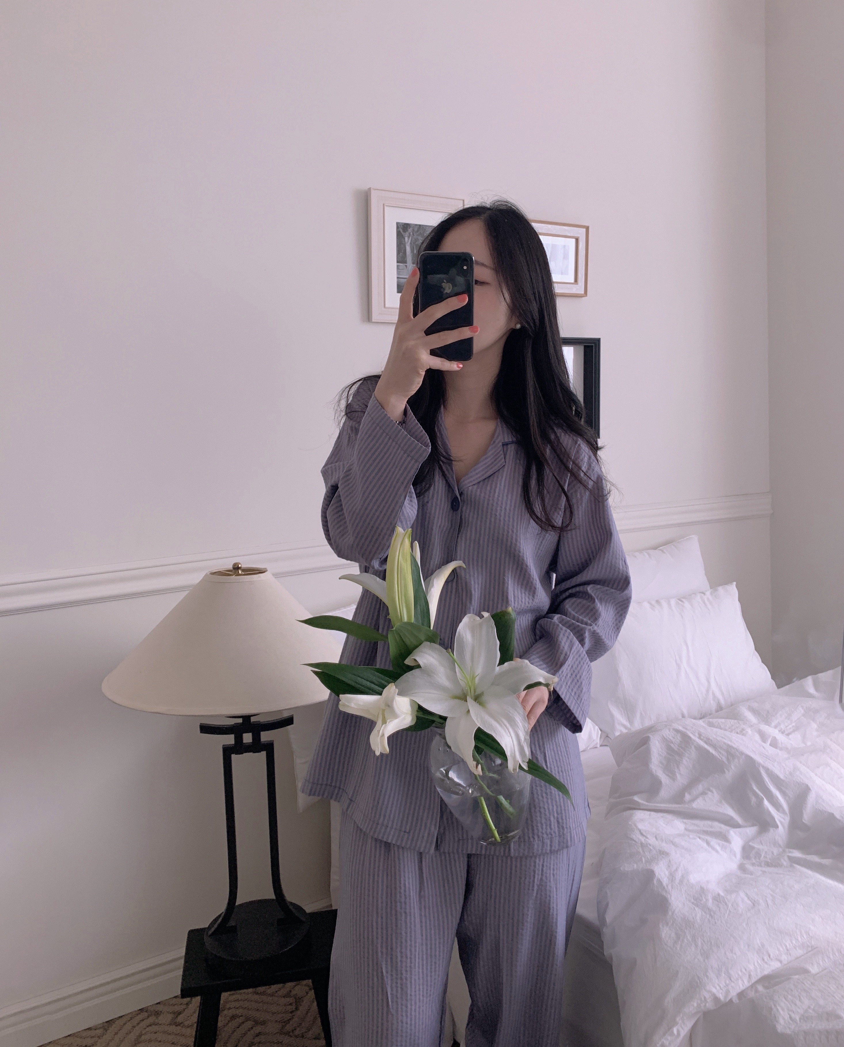 국산 임산부 커플잠옷 신혼 여성 빅사이즈 3XL 스트라이프 파자마 이미지 2