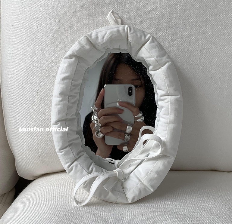 안 깨지는 벽걸이 리본 쿠션 패딩 거울 - 상세 이미지 3