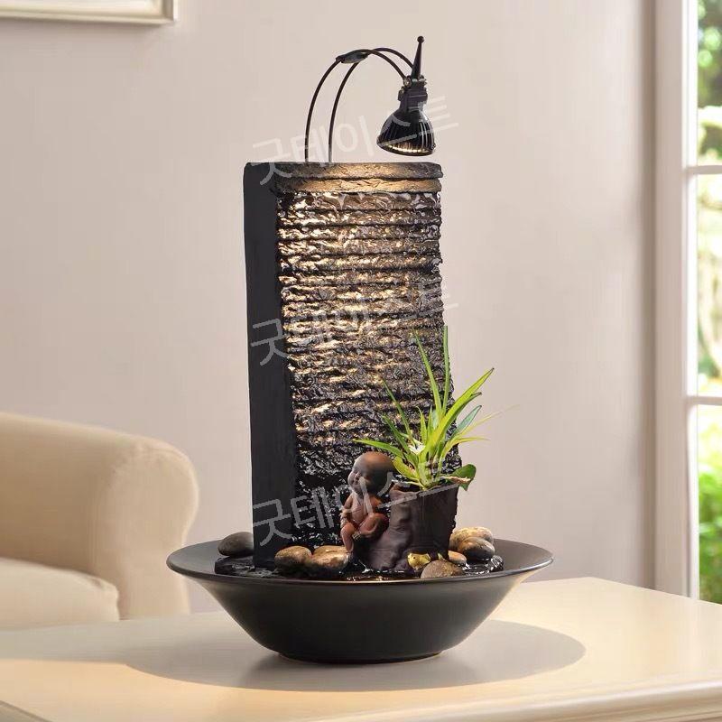 흐르는 물 분수 실내분수 인테리어 분수대 천연가습기 사무실 개업선물 집들이 풍수 테이블