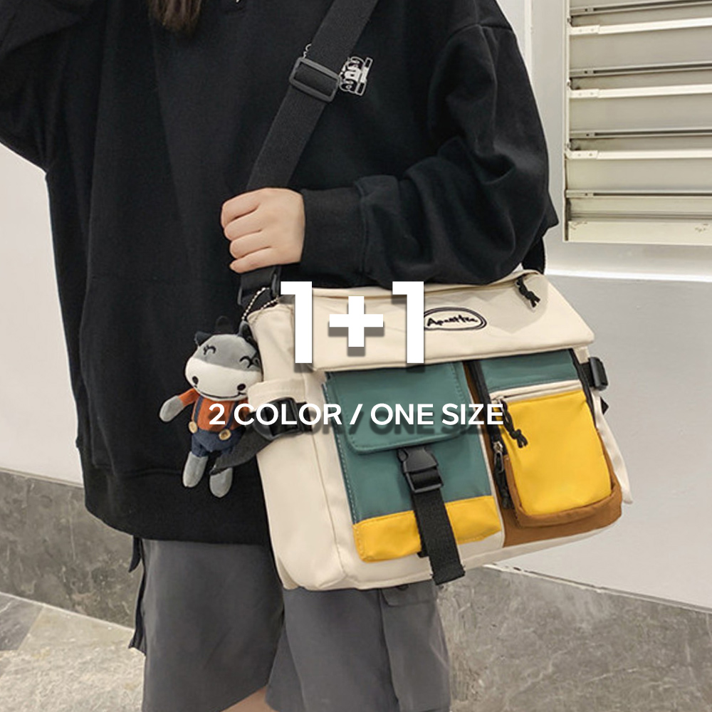 1+1 메신저백 옆으로매는가방 소매치기방지가방 - 메인 이미지