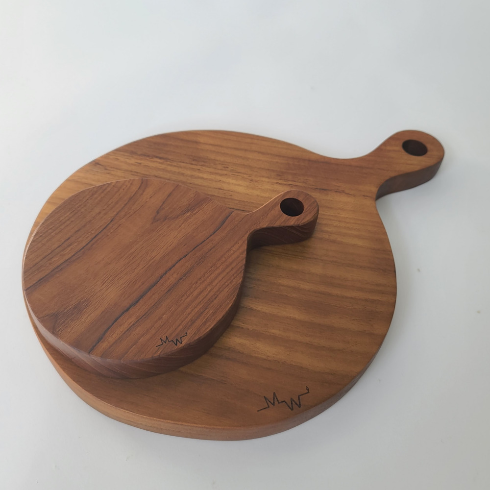 모어우드 나무도마 티크 원목 플레이팅 수제 캠핑 원형도마