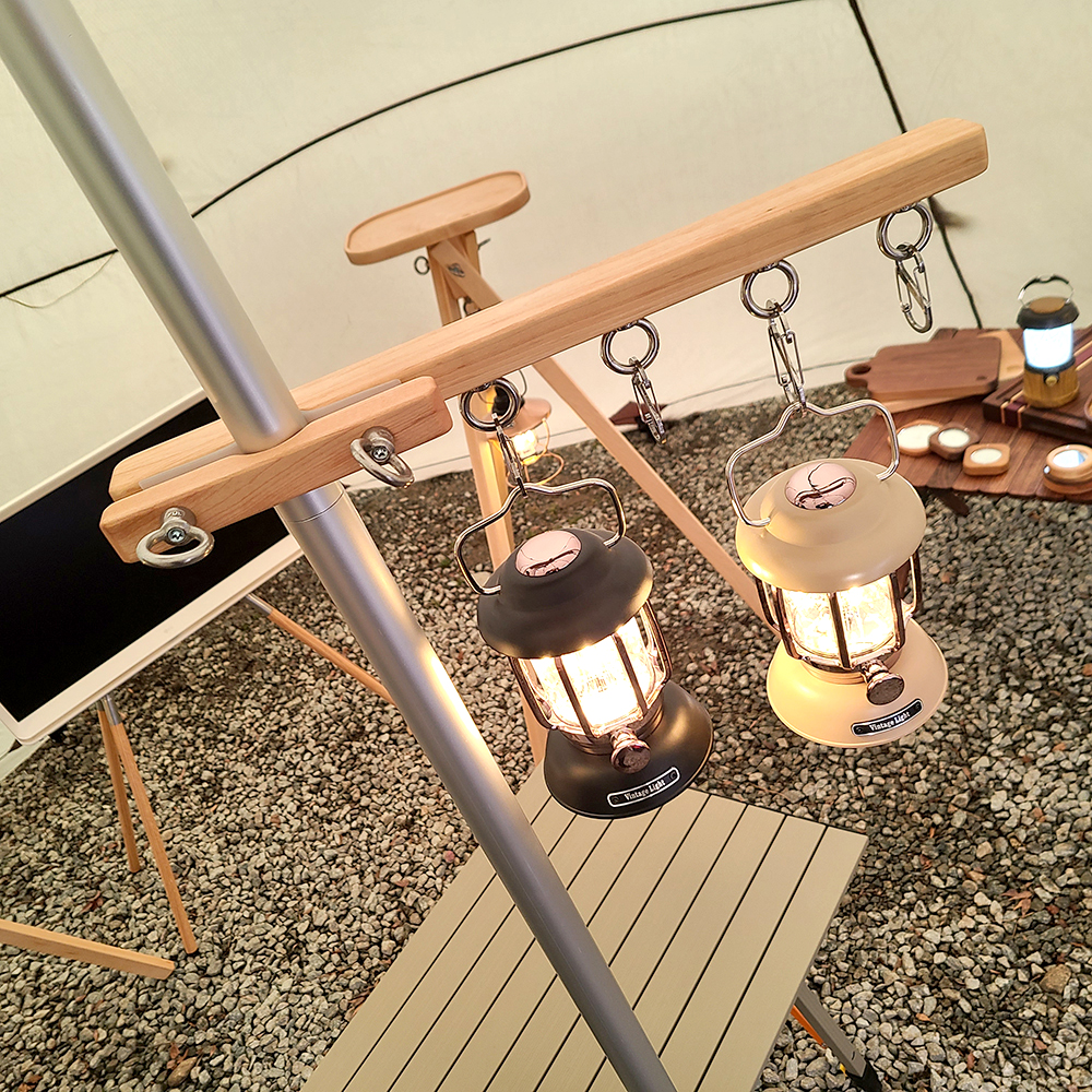 감성모먼트 캠핑 우드랜턴걸이 폴대거치대 메이플원목 45cm 조명거치대