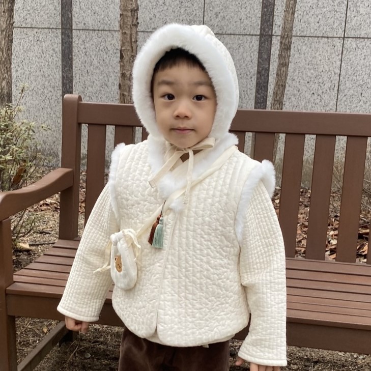 (당일출고/남아S,M가능) 그로아 누빔털배자 설빔 생활 한복 - 상품 이미지