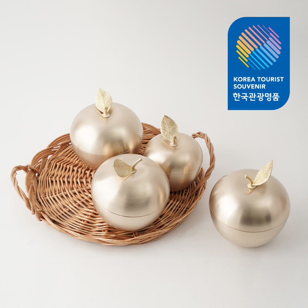 거창유기 방짜 황금 사과 유기 놋 그릇 합 디저트볼(소) 관광 기념품 명장 - 메인 이미지