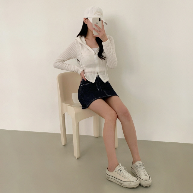 [물빠짐X/속바지O] 리코 논페이드 스티치 청치마 탄탄 생지 미니스커트 상세 이미지 18