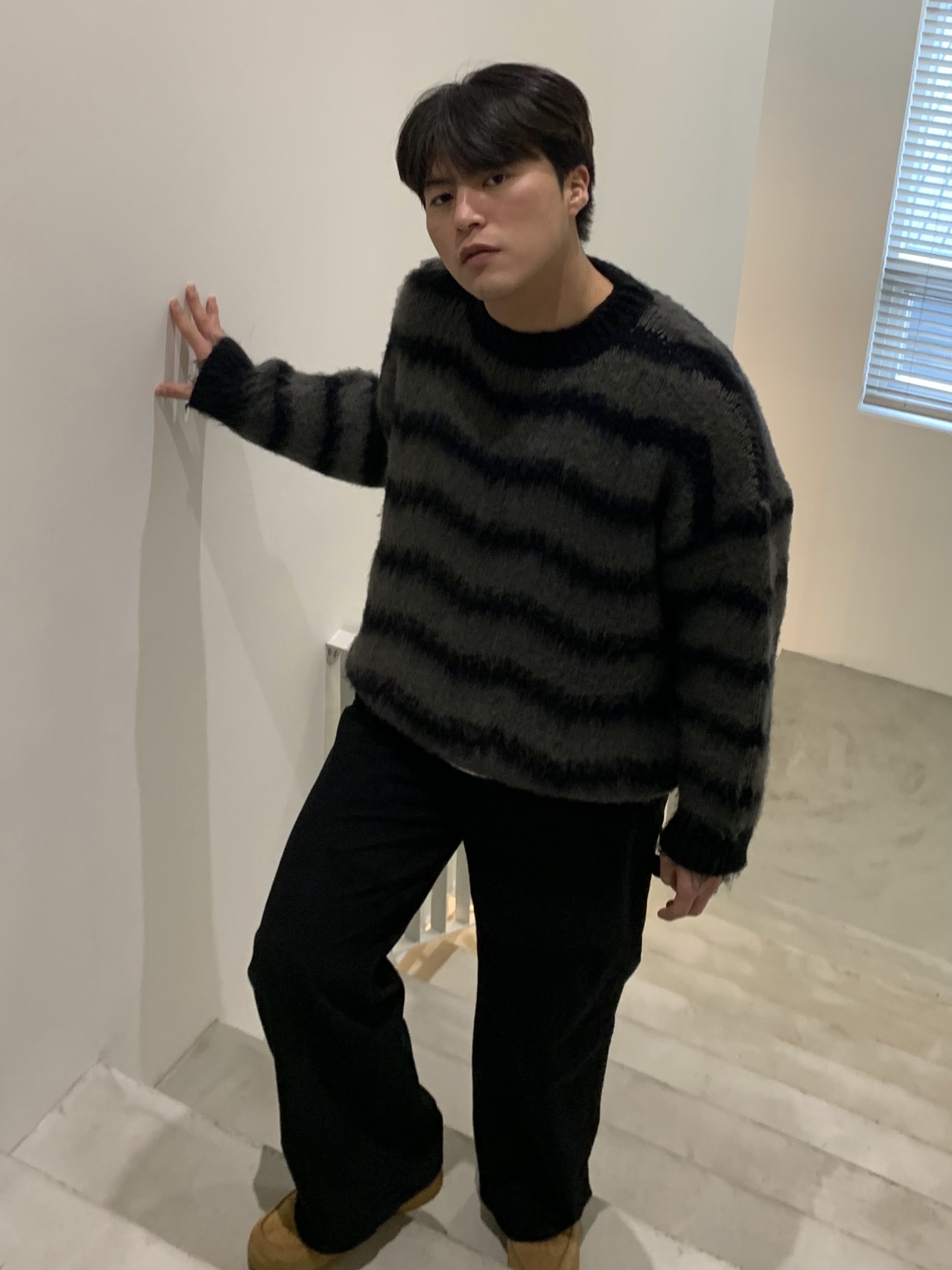 남자모헤어니트 앙고라니트 물결니트 - 상세 이미지 5