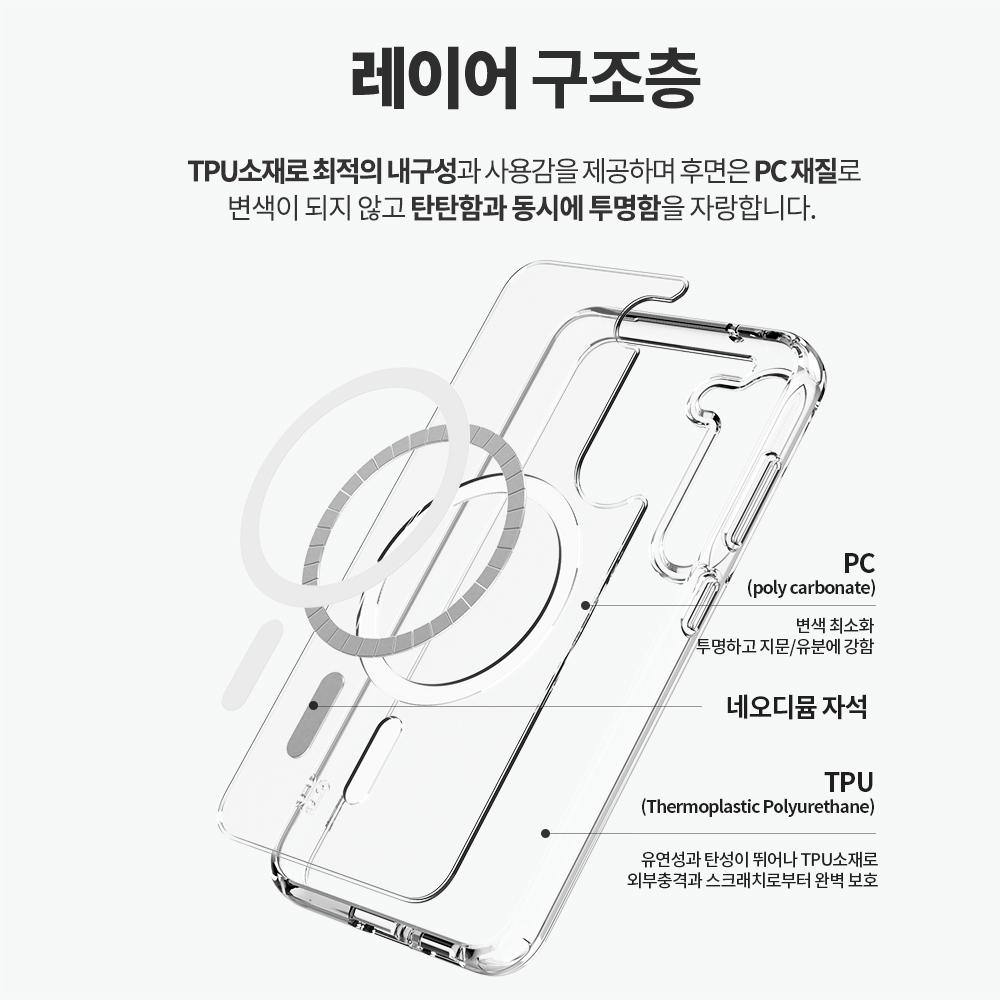 랩씨 맥세이프 케이스 2배 최강 자력 변색 방지 클리어 마그넷 커버 투명, 갤럭시S23 - 상세 이미지 4