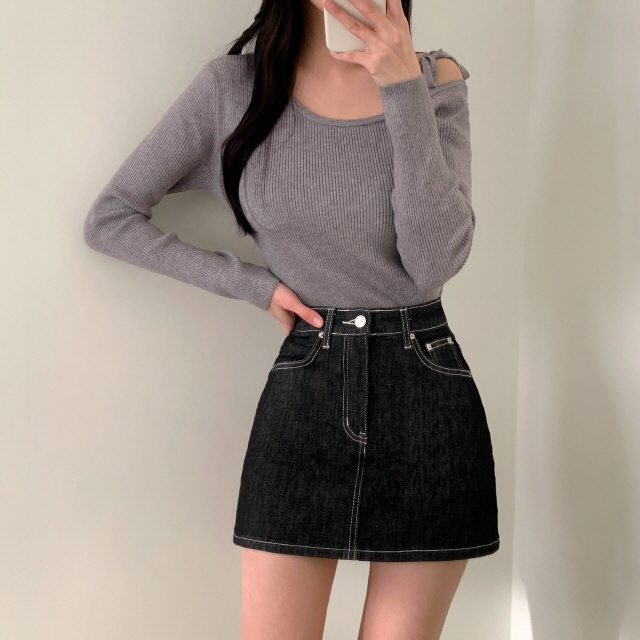 [물빠짐X/속바지O] 리코 논페이드 스티치 청치마 탄탄 생지 미니스커트 상세 이미지 39