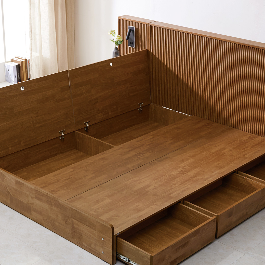 스컬 북유럽풍 호텔식 원목 수납 침대 프레임 SS