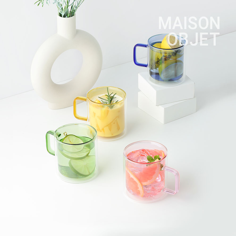 몬즈 더블월 컬러 이중 내열 유리컵 머그잔 380ml - 상세 이미지 2