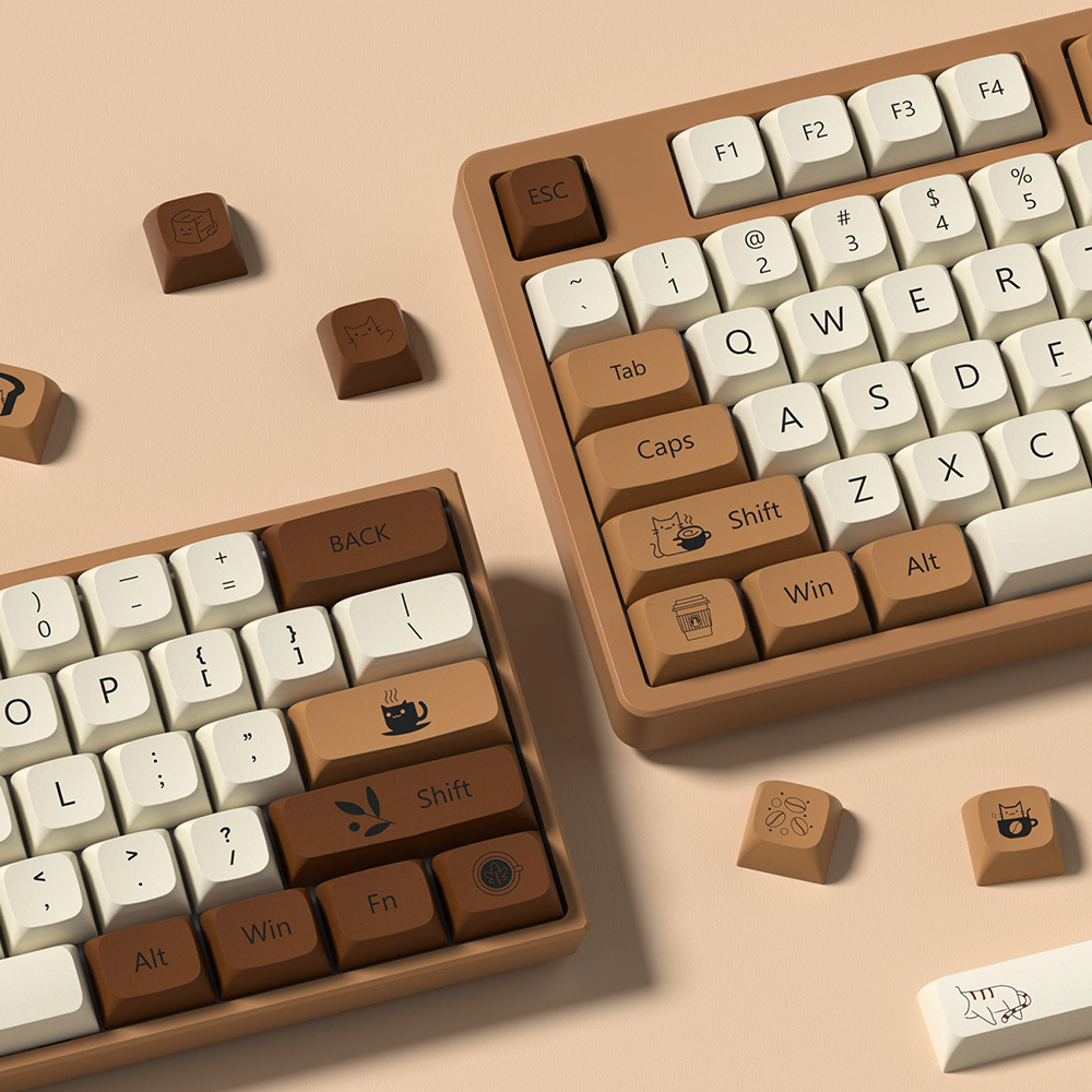커피캣 귀여운 고양이 키캡 XDA PBT 염료승화 포인트 캐릭터 커스텀키캡 이미지 6