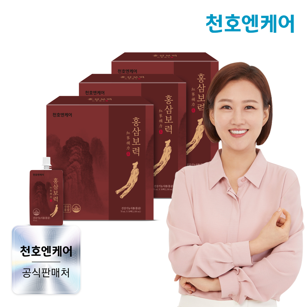 천호엔케어 강원도 6년근 홍삼 진세노사이드 7mg 홍삼보력 70ml 30개입, 3개