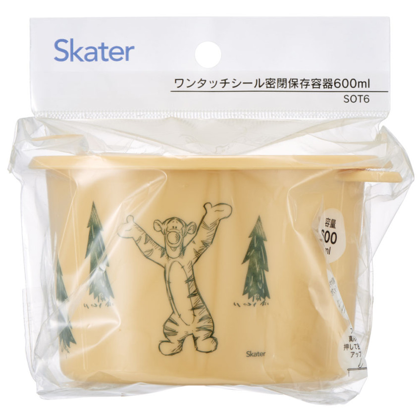 [발주상품 2~4 영업일 후 발송예정] 스케이터 곰돌이푸 캐릭터 원터치 밀폐 보존용기 600ml SOT6 - 하카타몰