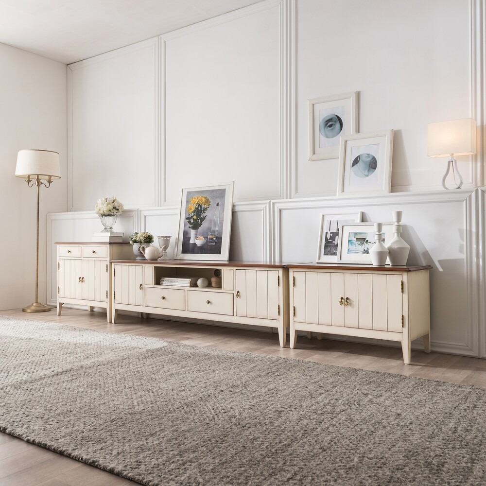 까사홈 프렌치로열 엔틱 원목 거실장세트