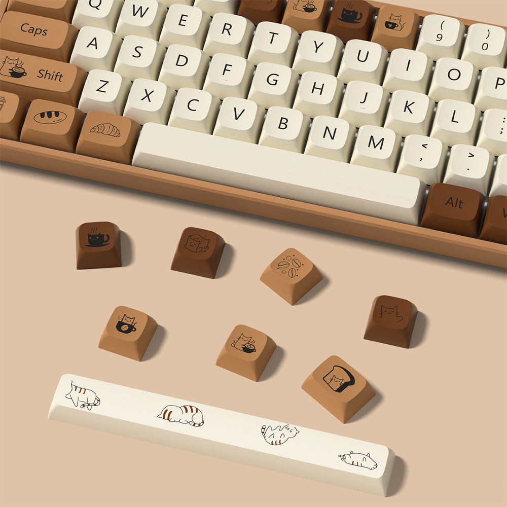 커피캣 귀여운 고양이 키캡 XDA PBT 염료승화 포인트 캐릭터 커스텀키캡 - 상세 이미지 3