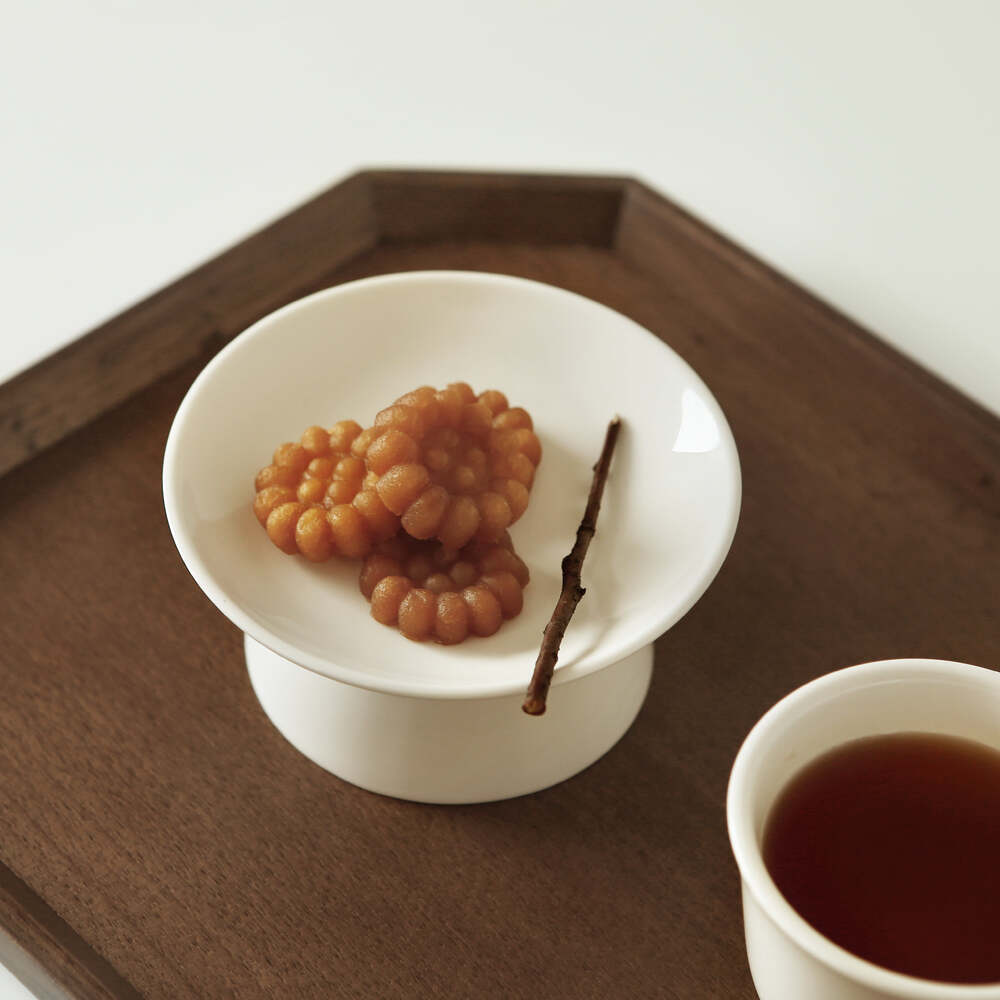 도자기 원형 굽접시 다과 과일 디저트 접시 플레이팅 높은 그릇