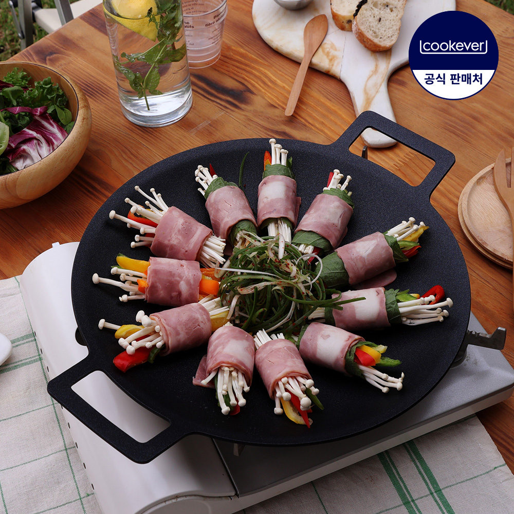 쿡에버 IH 통3중 코팅 그리들 30cm~ / 스텐 불판 캠핑 그릴팬