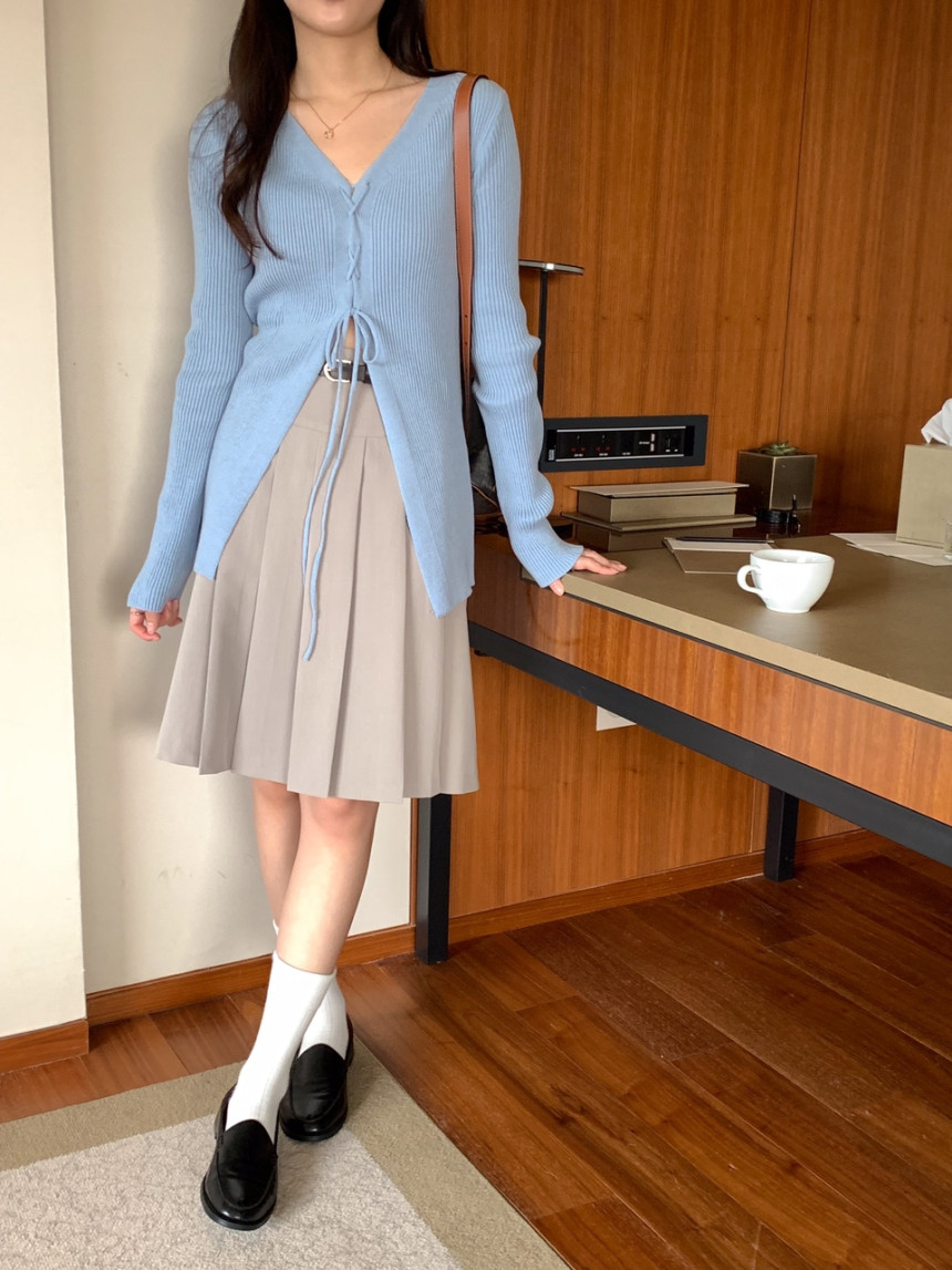 투웨이 스트링 가디건(4color)골지가디건/롱가디건/브이넥가디건/하객룩/브이넥가디건/하객룩/롱거디건 상세 이미지 2