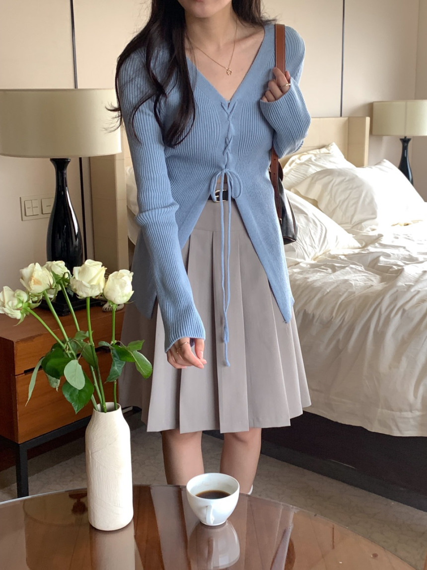 투웨이 스트링 가디건(4color)골지가디건/롱가디건/브이넥가디건/하객룩/브이넥가디건/하객룩/롱거디건 상세 이미지 12