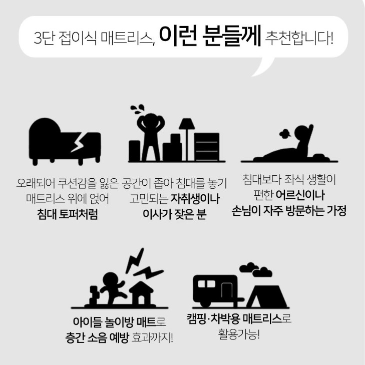자취 매트리스 접는토퍼 바닥용 손님용매트리스 접이식매트릭스 더블