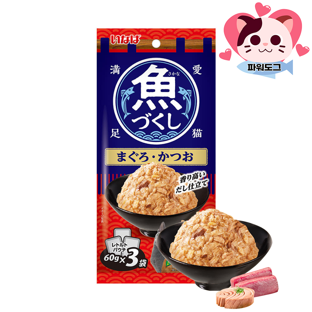 이나바 생선가득파우치 고양이 통조림 파우치 간식 TCR-171 참치+가다랑어, 180g, 1개 - 상세 이미지 3