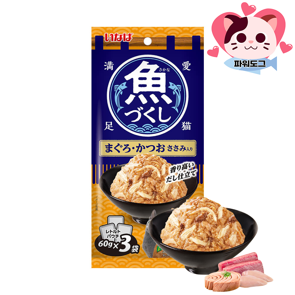 이나바 생선가득파우치 고양이 통조림 파우치 간식 TCR-171 참치+가다랑어, 180g, 1개 - 상세 이미지 5