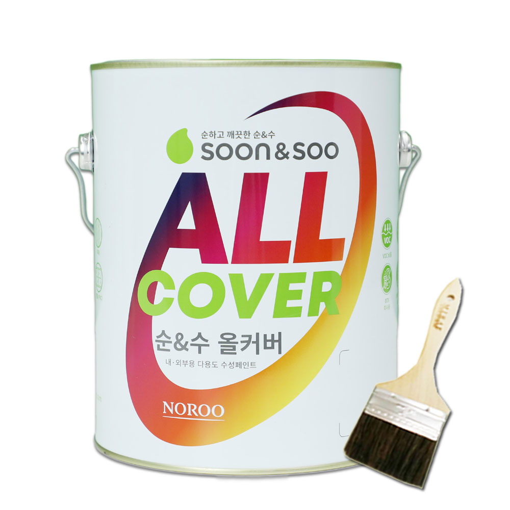 노루 순앤수 올커버 페인트 1L 에그쉘광 백색 벽지 문 방문 가구 철제 목재 콘크리트 - 상품 이미지