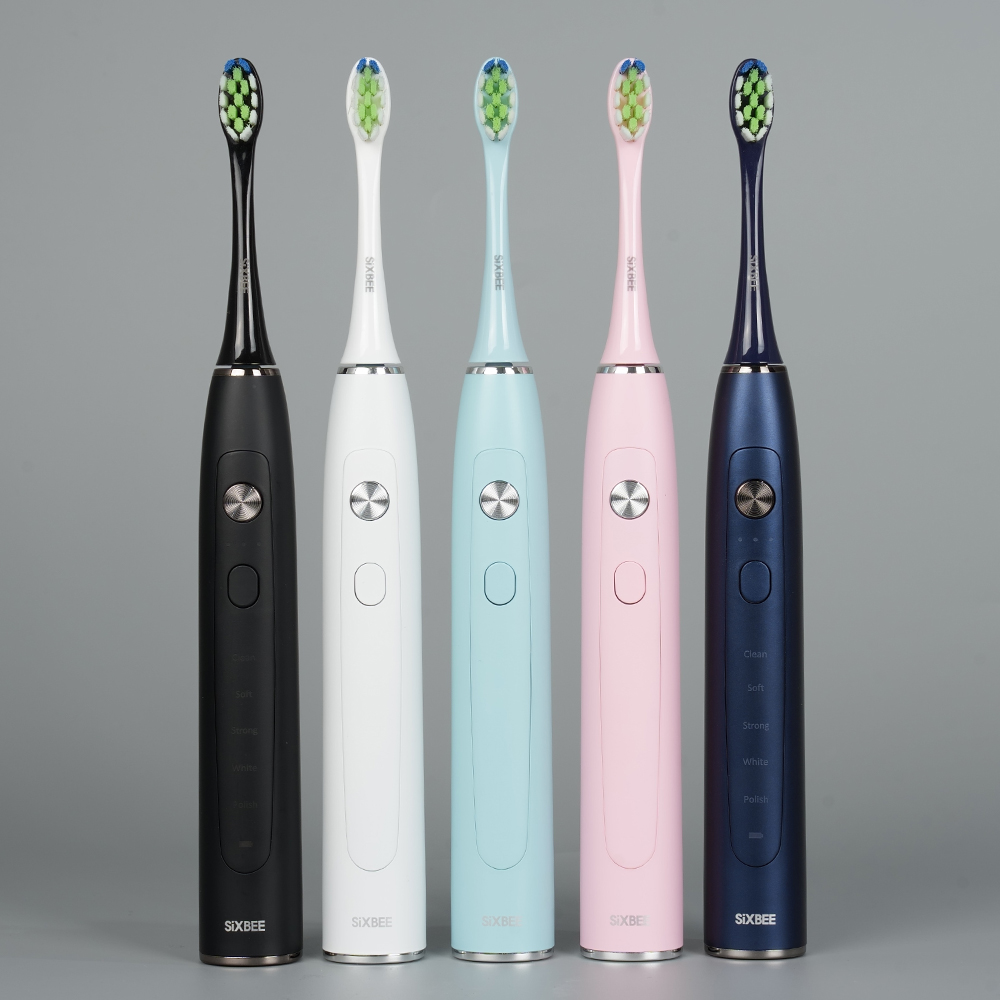 식스비 음파 전동 칫솔 듀얼케어_화이트