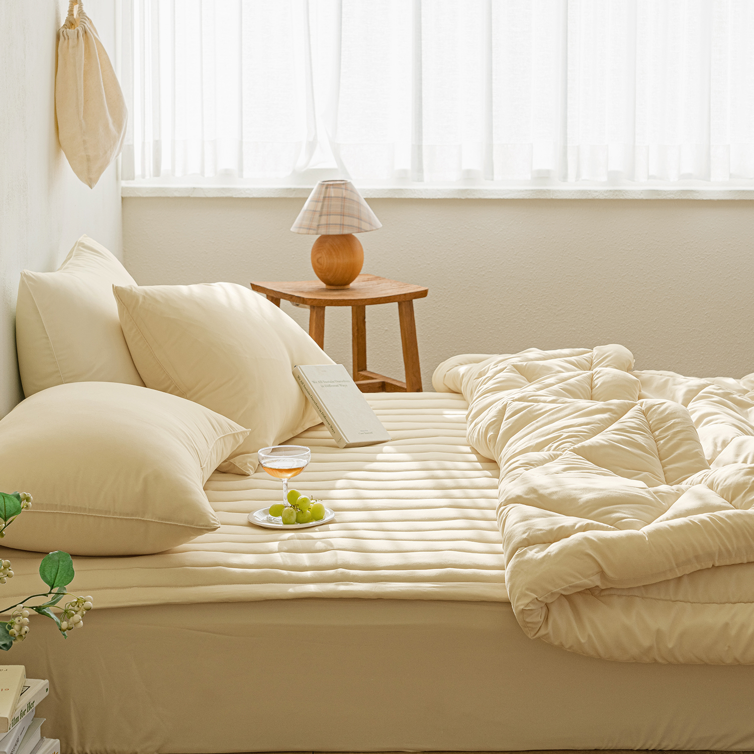 바자르 침대패드 먼지없는 극세사 몽실몽실 사계절 알러지케어 이불 고정밴드 SS