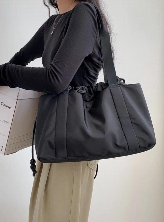나일론 경량 빅 스퀘어 쇼퍼 숄더백 직장인 대학생 운동 여행 보부상 천 가방