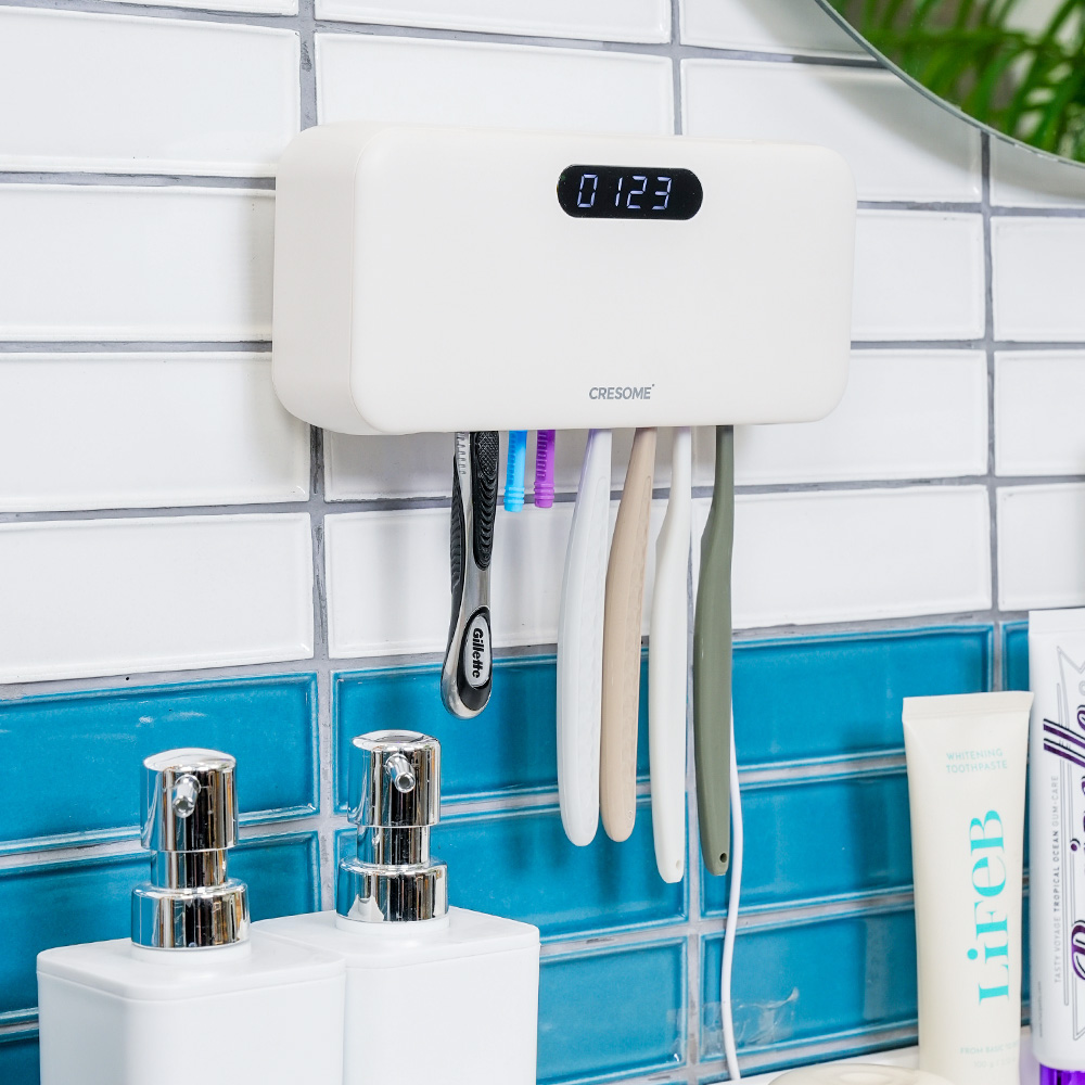 크리썸 가정용 유선 UV-C LED 히팅 건조기 소독기 칫솔살균기