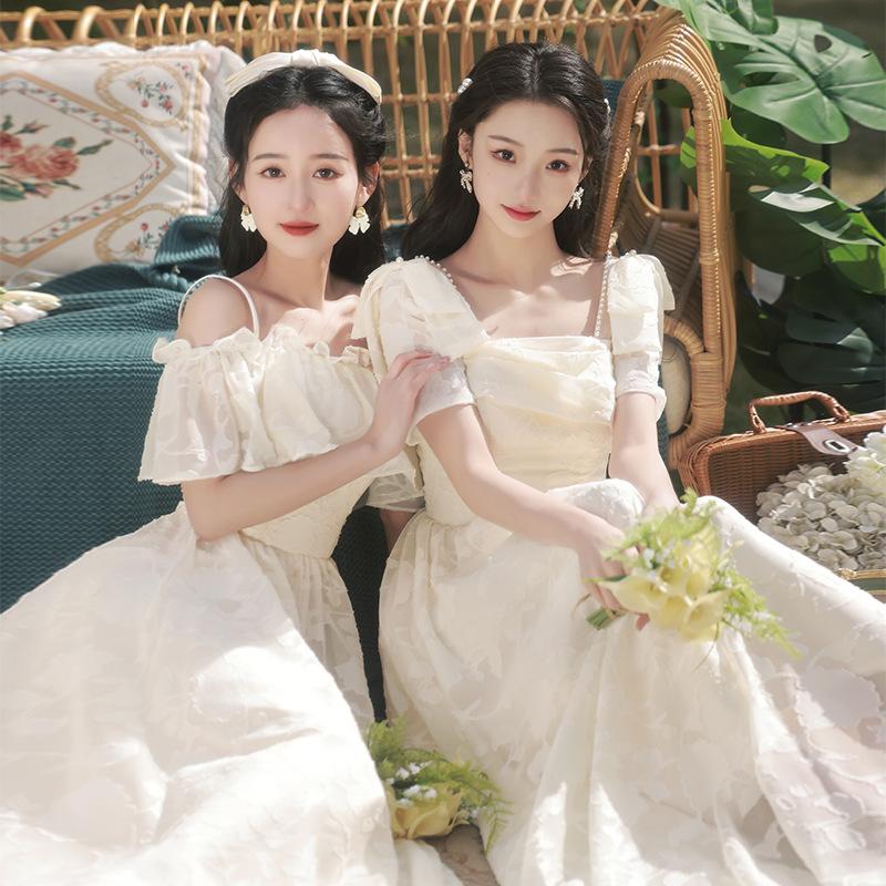 브라이덜샤워 원피스 이브닝 유색 2부 피로연 셀프웨딩 드레스 - 상세 이미지 3