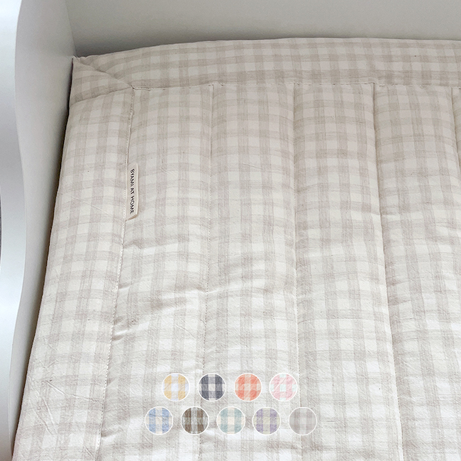 멜란 체크누빔패드 싱글 아이방 안방 순면 고정밴드 패드