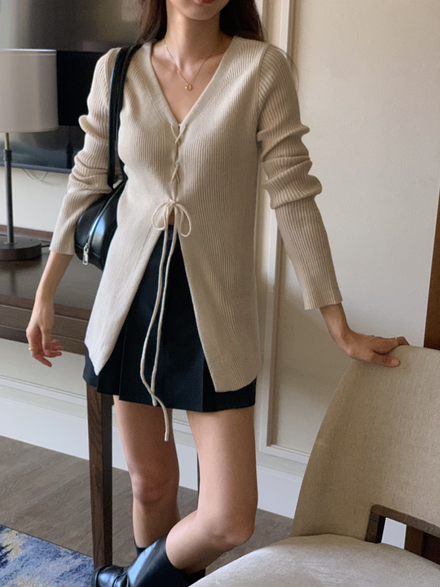 투웨이 스트링 가디건(4color)골지가디건/롱가디건/브이넥가디건/하객룩/브이넥가디건/하객룩/롱거디건 상세 이미지 25